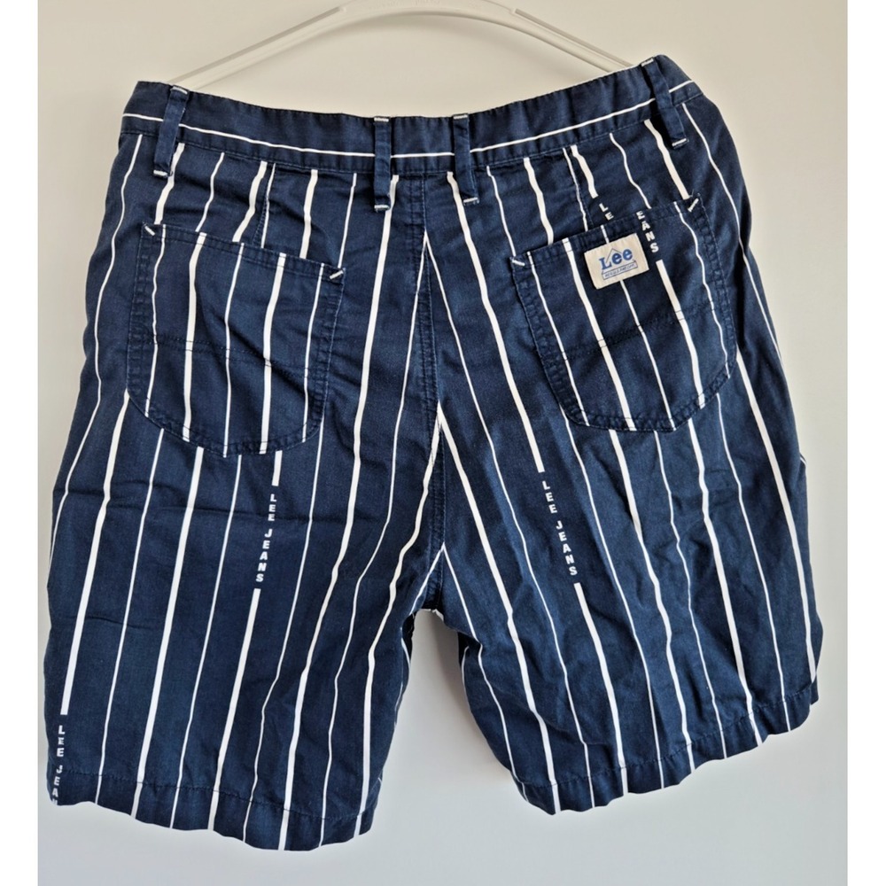 Lee Bermuda Shorts Striped Nave Blue W31 90s Retro Old Money Minimalist - Picture 4 of 16